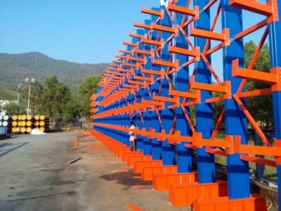 Powder Coated Blue and Orange Cantilever Racks